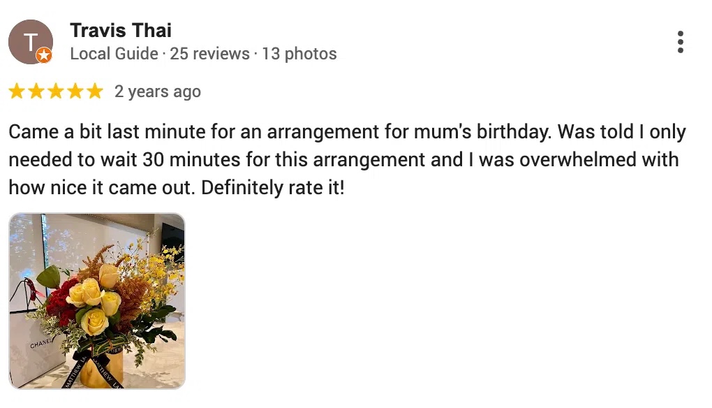 matthew landers google review 5 star florist nedlands 8