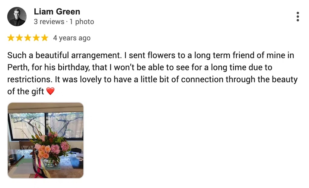 matthew landers google review 5 star flowers dalkeith 13